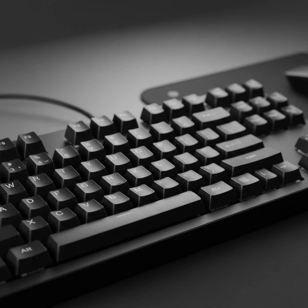 Close-up of a mechanical keyboard with colorful keycaps