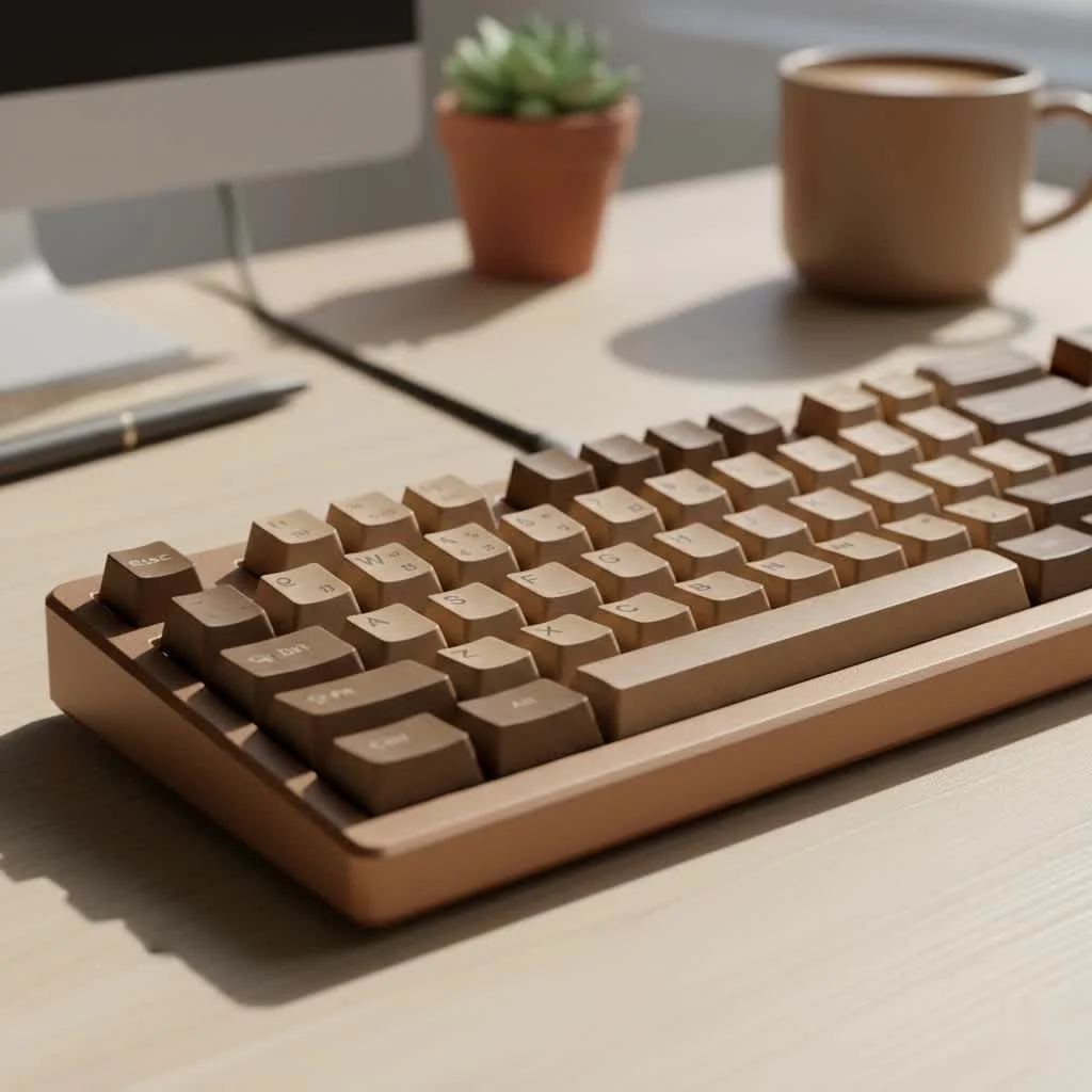 Close-up of a mechanical keyboard with soft lighting