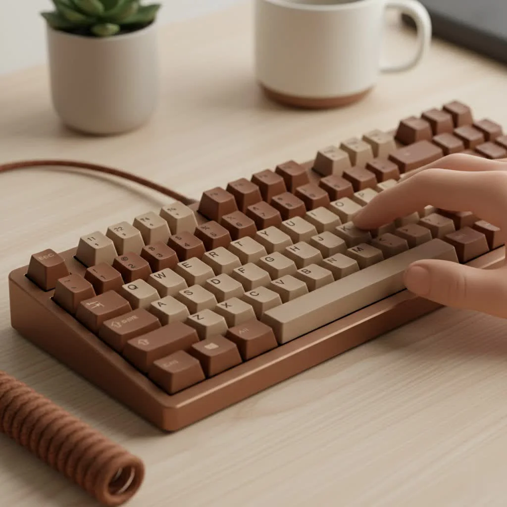 Close-up of brown mechanical keyboard switches