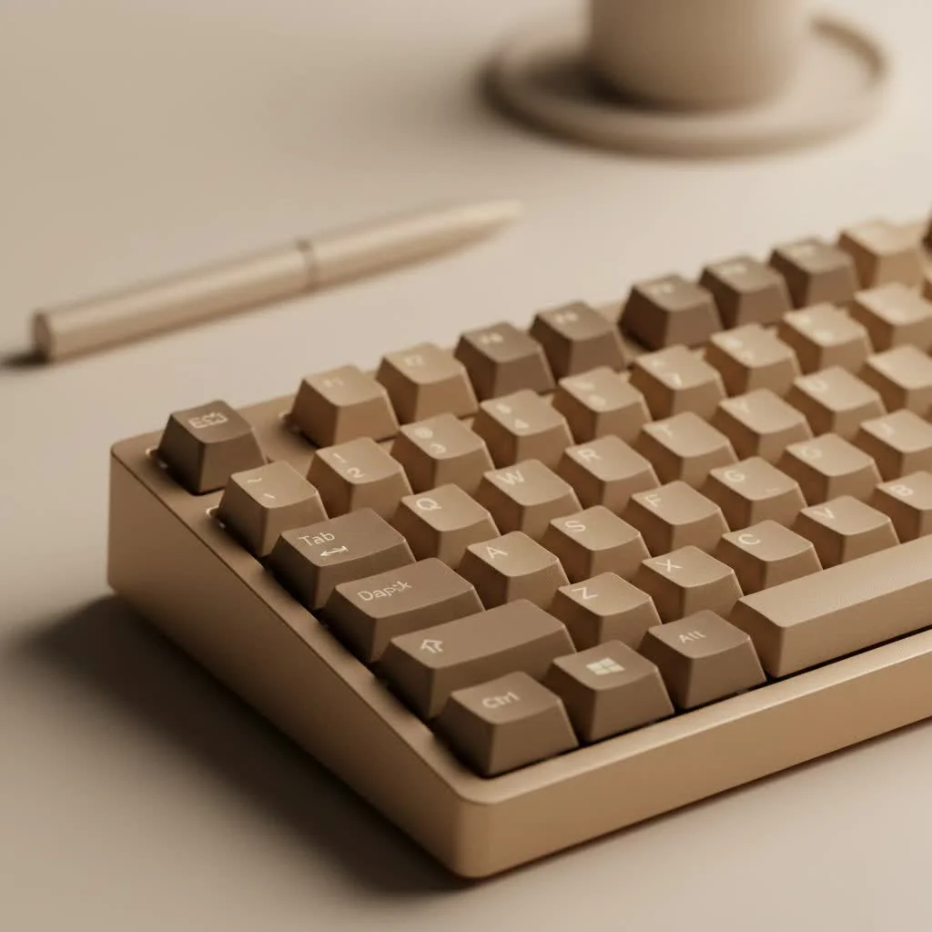 Low profile mechanical keyboard on a desk